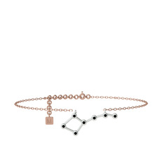 Ursa Major Halhal - Siyah zirkon 925 ayar gümüş bilezik (20 cm rose altın rolo zincir) #1u3rg7a