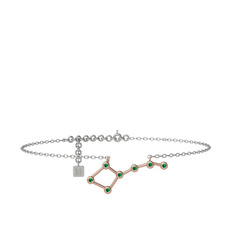 Ursa Major Halhal - Yeşil kuvars 14 ayar rose altın bilezik (20 cm beyaz altın rolo zincir) #1v4h3z1