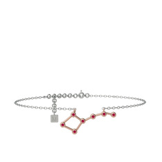 Rodolit garnet 18 ayar rose altın bilezik (20 cm gümüş rolo zincir)