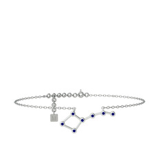 Ursa Major Halhal - Lab safir 8 ayar beyaz altın bilezik (20 cm gümüş rolo zincir) #1wu0977
