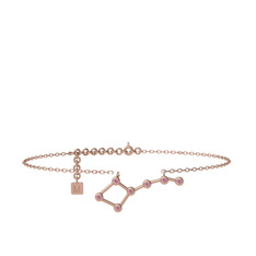 Pembe kuvars 8 ayar rose altın bilezik (20 cm rose altın rolo zincir)