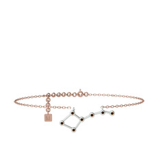 Dumanlı kuvars 8 ayar beyaz altın bilezik (20 cm rose altın rolo zincir)