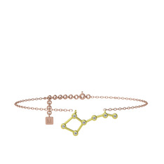 Swarovski 925 ayar altın kaplama gümüş bilezik (20 cm rose altın rolo zincir)