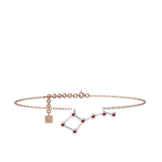 Ursa Major Halhal - Garnet 18 ayar beyaz altın bilezik (20 cm rose altın rolo zincir) #41tluw