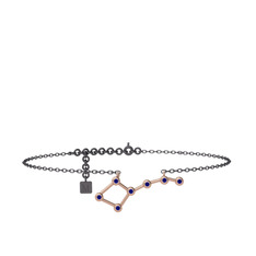 Ursa Major Halhal - Lab safir 14 ayar rose altın bilezik (20 cm gümüş rolo zincir) #a8ntfx