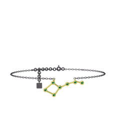 Yeşil kuvars 925 ayar altın kaplama gümüş bilezik (20 cm gümüş rolo zincir)