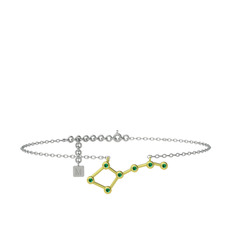 Ursa Major Halhal - Yeşil kuvars 8 ayar altın bilezik (20 cm beyaz altın rolo zincir) #d2ors3