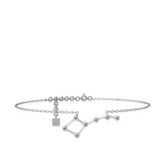 Ursa Major Halhal - Pembe kuvars 925 ayar gümüş bilezik (20 cm beyaz altın rolo zincir) #ewt3bq