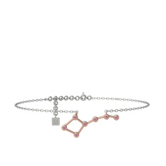 Ursa Major Halhal - Pembe kuvars 18 ayar rose altın bilezik (20 cm beyaz altın rolo zincir) #fgy5zq