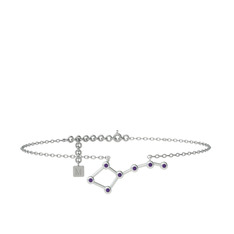 Ursa Major Halhal - Ametist 8 ayar beyaz altın bilezik (20 cm beyaz altın rolo zincir) #g24d69