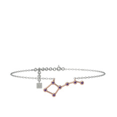 Ursa Major Halhal - Ametist 14 ayar rose altın bilezik (20 cm gümüş rolo zincir) #iyhs04