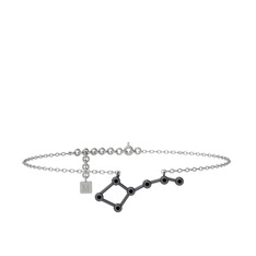 Ursa Major Halhal - Siyah zirkon 925 ayar siyah rodyum kaplama gümüş bilezik (20 cm beyaz altın rolo zincir) #ndce0n