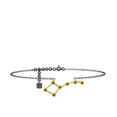 Garnet 8 ayar altın bilezik (20 cm gümüş rolo zincir)