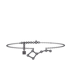 Ursa Major Halhal - Pırlanta 925 ayar siyah rodyum kaplama gümüş bilezik (0.077 karat, 20 cm gümüş rolo zincir) #rvm6o9