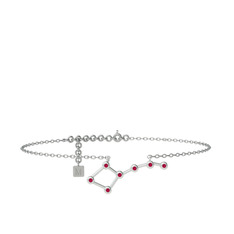 Rodolit garnet 8 ayar beyaz altın bilezik (20 cm gümüş rolo zincir)