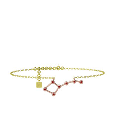 Garnet 925 ayar rose altın kaplama gümüş bilezik (20 cm altın rolo zincir)