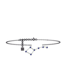 Ursa Major Halhal - Lab safir 14 ayar beyaz altın bilezik (20 cm gümüş rolo zincir) #v6iafk