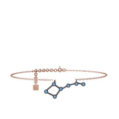 Ursa Major Halhal - Akuamarin 925 ayar siyah rodyum kaplama gümüş bilezik (20 cm rose altın rolo zincir) #v7aypw