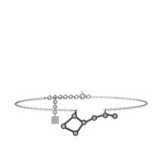 Ursa Major Halhal - Beyaz zirkon 925 ayar siyah rodyum kaplama gümüş bilezik (20 cm beyaz altın rolo zincir) #vkmvjz