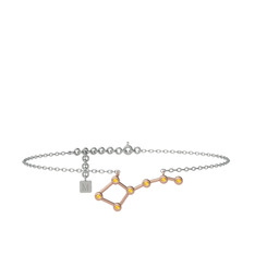 Ursa Major Halhal - Sitrin 14 ayar rose altın bilezik (20 cm beyaz altın rolo zincir) #w7strc