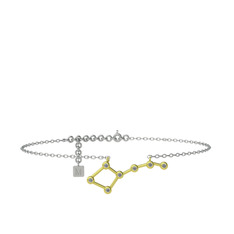 Pırlanta 14 ayar altın bilezik (0.077 karat, 20 cm gümüş rolo zincir)