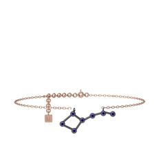 Ursa Major Halhal - Lab safir 925 ayar siyah rodyum kaplama gümüş bilezik (20 cm rose altın rolo zincir) #yax9ca