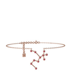 Sagittarius Halhal - Rodolit garnet 18 ayar rose altın bilezik (20 cm rose altın rolo zincir) #13e73at