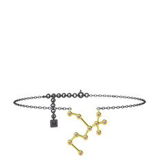 Sagittarius Halhal - Pembe kuvars 14 ayar altın bilezik (20 cm gümüş rolo zincir) #147y7mv