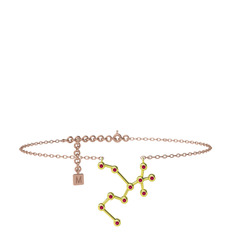 Sagittarius Halhal - Rodolit garnet 8 ayar altın bilezik (20 cm rose altın rolo zincir) #15jpp64