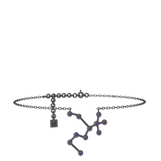 Sagittarius Halhal - Ametist 925 ayar siyah rodyum kaplama gümüş bilezik (20 cm gümüş rolo zincir) #15qlerd