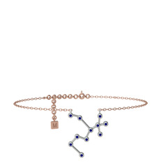 Lab safir 18 ayar beyaz altın bilezik (20 cm gümüş rolo zincir)