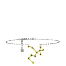 Sagittarius Halhal - Peridot 925 ayar altın kaplama gümüş bilezik (20 cm beyaz altın rolo zincir) #174u25z