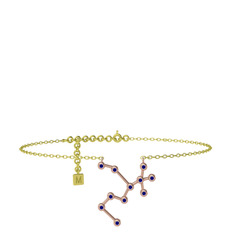 Sagittarius Halhal - Lab safir 8 ayar rose altın bilezik (20 cm altın rolo zincir) #17otdd1