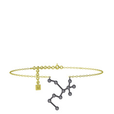 Pırlanta 925 ayar siyah rodyum kaplama gümüş bilezik (0.121 karat, 20 cm altın rolo zincir)