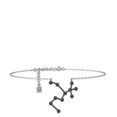 Sagittarius Halhal - Dumanlı kuvars 925 ayar siyah rodyum kaplama gümüş bilezik (20 cm gümüş rolo zincir) #1ajumlt