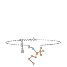 Sagittarius Halhal - Akuamarin 8 ayar rose altın bilezik (20 cm gümüş rolo zincir) #1b1hkrn
