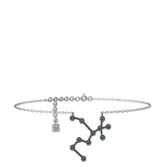 Sagittarius Halhal - Yeşil kuvars 925 ayar siyah rodyum kaplama gümüş bilezik (20 cm gümüş rolo zincir) #1b73g0q