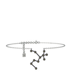 Peridot 925 ayar siyah rodyum kaplama gümüş bilezik (20 cm beyaz altın rolo zincir)