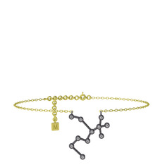 Sagittarius Halhal - Swarovski 925 ayar siyah rodyum kaplama gümüş bilezik (20 cm gümüş rolo zincir) #1dvqlab