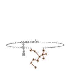 Peridot 8 ayar rose altın bilezik (20 cm beyaz altın rolo zincir)