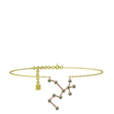 Sagittarius Halhal - Yeşil kuvars 8 ayar rose altın bilezik (20 cm altın rolo zincir) #1hr3dov