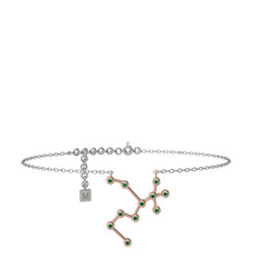 Sagittarius Halhal - Yeşil kuvars 8 ayar rose altın bilezik (20 cm beyaz altın rolo zincir) #1j66exi