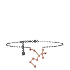 Sagittarius Halhal - Garnet 18 ayar rose altın bilezik (20 cm gümüş rolo zincir) #1l4f7me