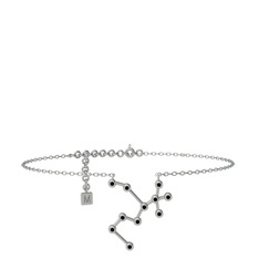 Sagittarius Halhal - Siyah zirkon 14 ayar beyaz altın bilezik (20 cm beyaz altın rolo zincir) #1qsacpr