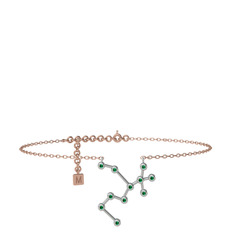 Sagittarius Halhal - Yeşil kuvars 8 ayar beyaz altın bilezik (20 cm rose altın rolo zincir) #1ruuq10