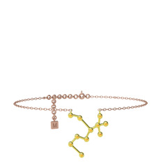 Sagittarius Halhal - Sitrin 925 ayar altın kaplama gümüş bilezik (20 cm rose altın rolo zincir) #1sb60a9