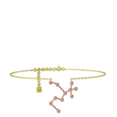 Sagittarius Halhal - Pembe kuvars 18 ayar rose altın bilezik (20 cm altın rolo zincir) #1tjc7zf