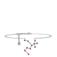 Garnet 18 ayar beyaz altın bilezik (20 cm gümüş rolo zincir)