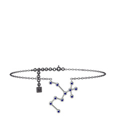 Sagittarius Halhal - Lab safir 18 ayar beyaz altın bilezik (20 cm gümüş rolo zincir) #1u6zpih