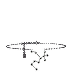 Sagittarius Halhal - Siyah zirkon 18 ayar beyaz altın bilezik (20 cm gümüş rolo zincir) #1ua88bg